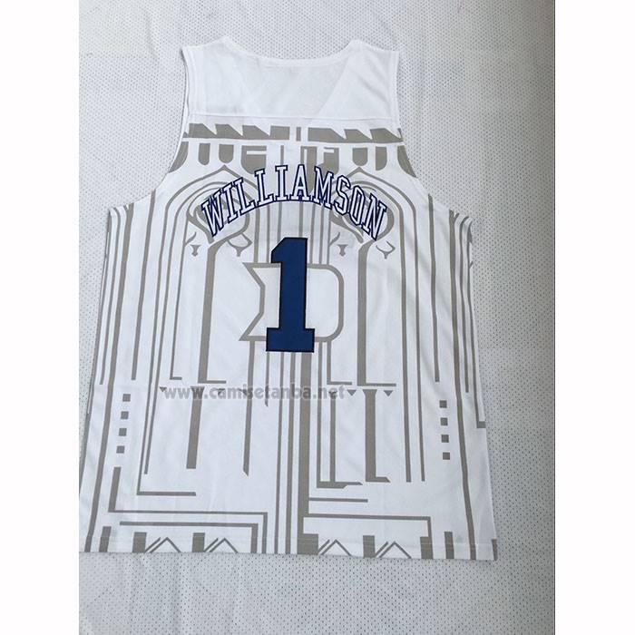 Camiseta NCAA Duke Blue Devils Zion Williamson Blanco
